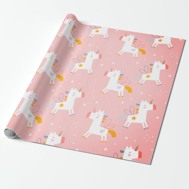 Cute Unicorn printed  Wrapping Paper (Unrolled)