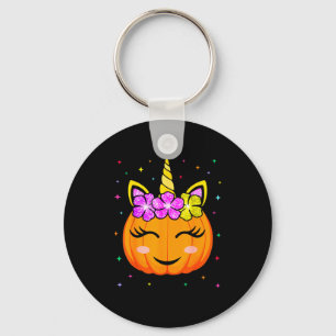 Cute Unicorn Pumpkin Girls Kids Funny Halloween Co Key Ring