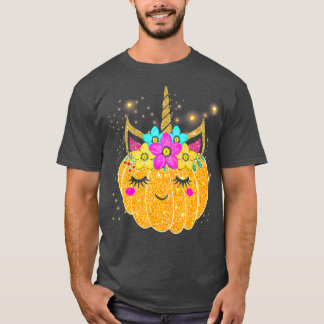 Cute Unicorn Pumpkin Halloween Thanksgiving  - 5  T-Shirt