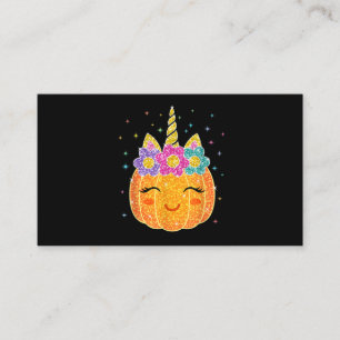 Cute Unicorn Pumpkin Halloween Thanksgiving Business Card