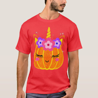 Cute Unicorn Pumpkin Halloween Thanksgiving Funny  T-Shirt