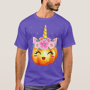Cute Unicorn Pumpkin Halloween Thanksgiving Girls T-Shirt