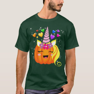 Cute Unicorn Pumpkin Halloween Thanksgiving Girls T-Shirt