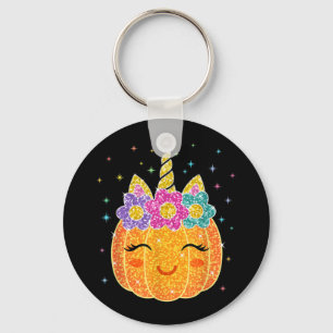 Cute Unicorn Pumpkin Halloween Thanksgiving Key Ring