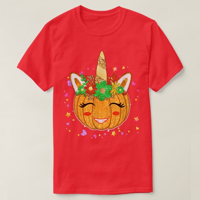 Cute Unicorn Pumpkin Halloween Thanksgiving Kids G T-Shirt (Design Front)