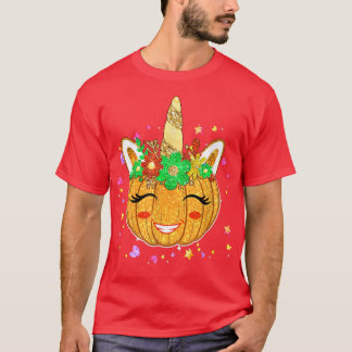 Cute Unicorn Pumpkin Halloween Thanksgiving Kids G T-Shirt