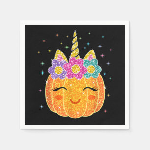 Cute Unicorn Pumpkin Halloween Thanksgiving Napkin