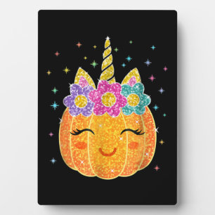 Cute Unicorn Pumpkin Halloween Thanksgiving Plaque