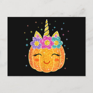 Cute Unicorn Pumpkin Halloween Thanksgiving Postcard