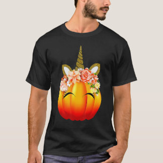 Cute Unicorn Pumpkin Halloween Thanksgiving T-Shirt