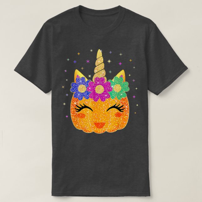 Cute Unicorn Pumpkin Halloween Thanksgiving Women  T-Shirt (Design Front)