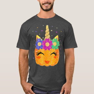 Cute Unicorn Pumpkin Halloween Thanksgiving Women T-Shirt