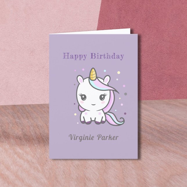 Cute Unicorn Purple Birthday Card  (Cute Unicorn Purple Birthday Card )