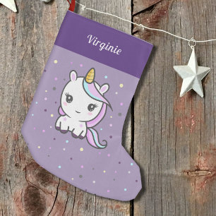 Cute Unicorn Purple Christmas Stocking