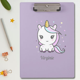 Cute Unicorn Purple Clipboard