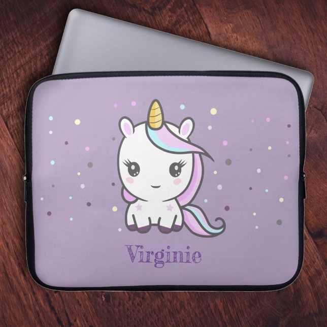 Cute Unicorn Purple Laptop Sleeve (Cute Unicorn Purple Laptop Sleeve)