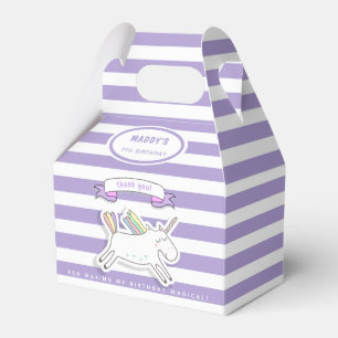Cute Unicorn - Purple Striped Kids Birthday Favour Box