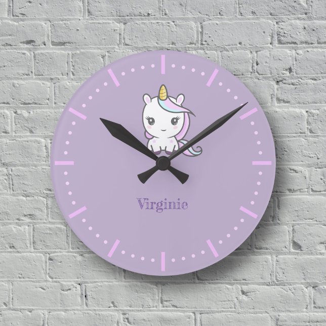 Cute Unicorn Purple Wall Clock (Cute Unicorn Purple Wall Clock)