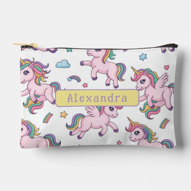 Cute Unicorn Rainbow Accessory Pouch (Front)