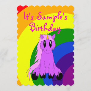 Cute Unicorn Rainbow Birthday Invitation (Pink)