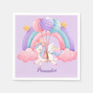 Cute Unicorn Rainbow Colourful Kids Personalised Napkin