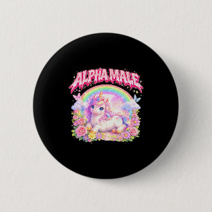 Cute unicorn rainbow floral funny for men women 6 cm round badge
