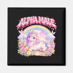 Cute Unicorn Rainbow Floral Funny for Men Women Magnet
