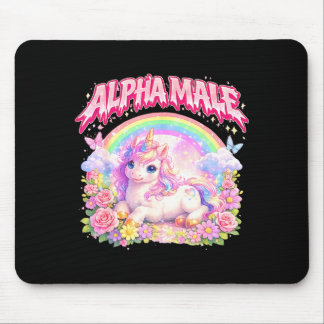 Cute unicorn rainbow floral funny for men women mouse pad