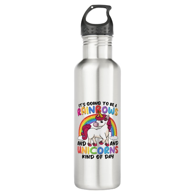 Cute Unicorn Rainbow Funny 710 Ml Water Bottle (Front)