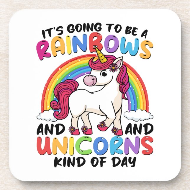 Cute Unicorn Rainbow Funny Coaster (Front)