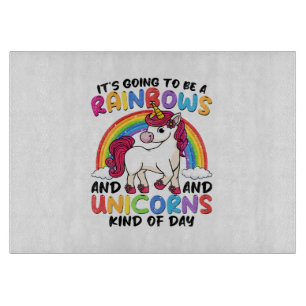Cute Unicorn Rainbow Funny Cutting Board