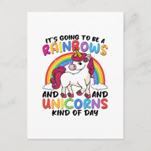 cute unicorn rainbow funny postcard