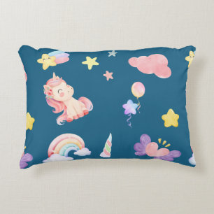 Cute Unicorn Rainbow heart balloon star pattern Decorative Cushion