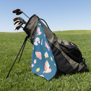 Cute Unicorn Rainbow heart balloon star pattern Golf Towel