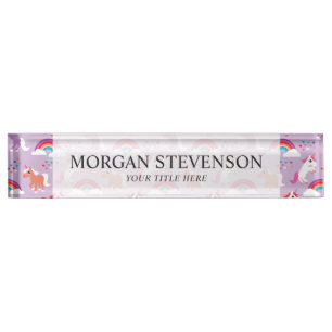 Cute Unicorn Rainbow Purple Nameplate