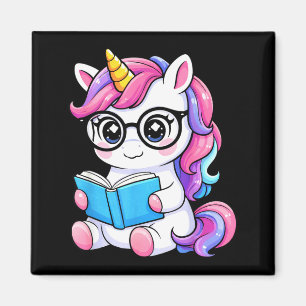 Cute Unicorn Read Book Student Teacher Librarian Magnet