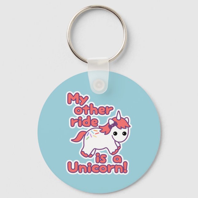 Cute Unicorn Ride Key Ring (Front)
