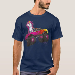 Cute Unicorn Riding Monster Truck Lovers Girls Kid T-Shirt
