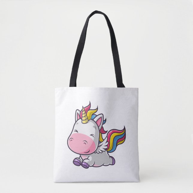 Cute Unicorn running  Tote Bag (Front)