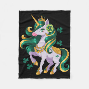 Cute Unicorn Shamrock Girls Kids St Patricks Day L Fleece Blanket