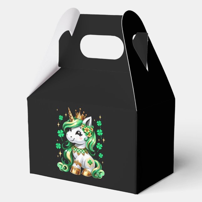 Cute Unicorn Shamrock St Patricks Day Favour Box (Front)