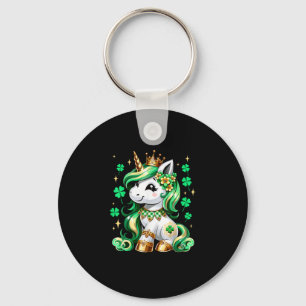 Cute Unicorn Shamrock St Patricks Day Girls Kids L Key Ring