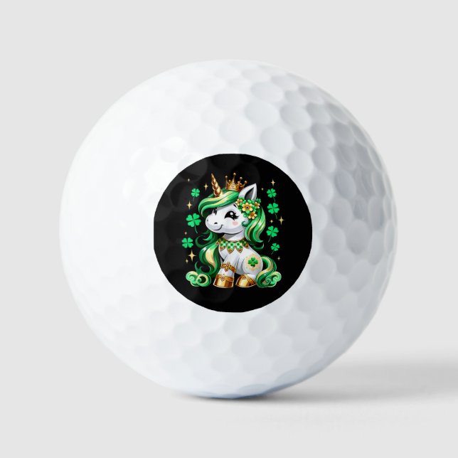 Cute Unicorn Shamrock St Patricks Day  Golf Balls (Front)