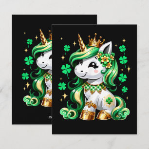 Cute Unicorn Shamrock St Patricks Day Holiday Card