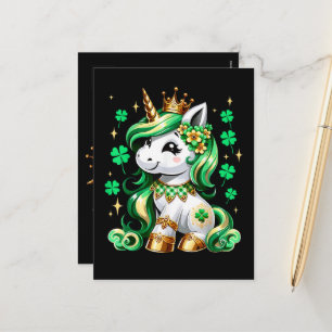 Cute Unicorn Shamrock St Patricks Day  Holiday Postcard