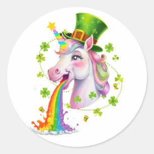 Cute Unicorn Shamrock St Patricks Day Lepricorn Classic Round Sticker