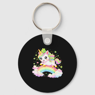 Cute unicorn shamrock st patricks day lepricorn key ring