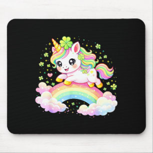 Cute unicorn shamrock st patricks day lepricorn mouse pad