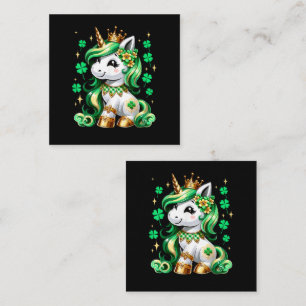 Cute Unicorn Shamrock St Patricks Day Square Business Card