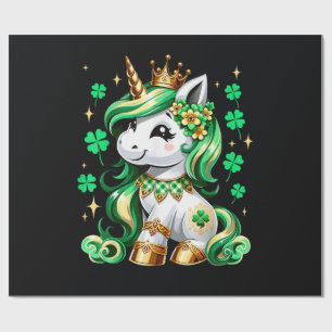 Cute Unicorn Shamrock St Patricks Day Wrapping Paper